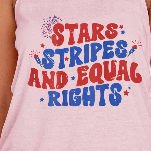 Stars Stripes And Equal Rights 4th Of July Women's Knotted Racerback Tank