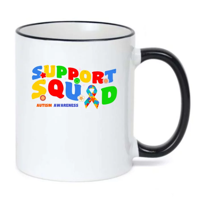 Support Squad Autism Awareness Ribbon Family Cute Gift Black Color Changing Mug