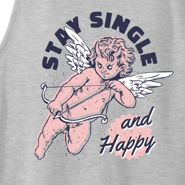 Stay Single And Happy Anti Valentines Day Cupid Ladies Tri-Blend Wicking Tank