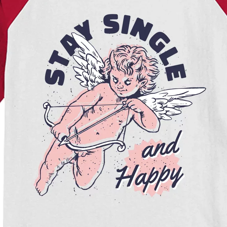 Stay Single And Happy Anti Valentines Day Cupid Kids Colorblock Raglan Jersey