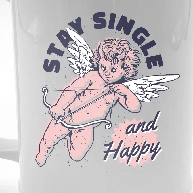 Stay Single And Happy Anti Valentines Day Cupid Front & Back Beer Stein