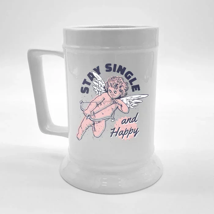 Stay Single And Happy Anti Valentines Day Cupid Front & Back Beer Stein