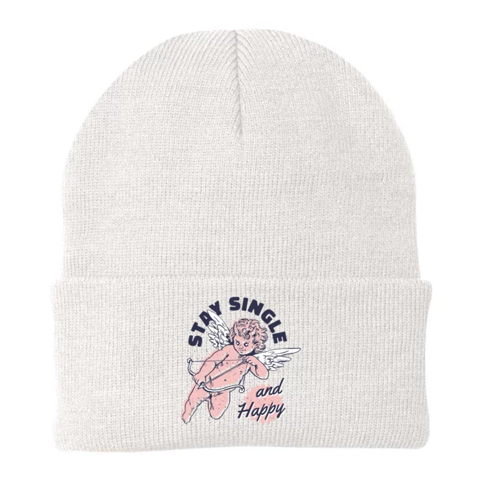 Stay Single And Happy Anti Valentines Day Cupid Knit Cap Winter Beanie