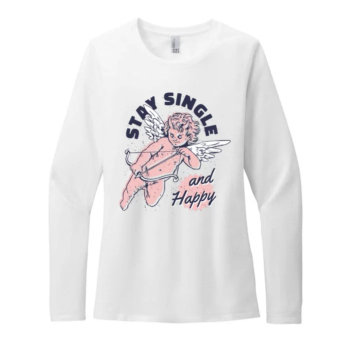 Stay Single And Happy Anti Valentines Day Cupid Womens CVC Long Sleeve Shirt