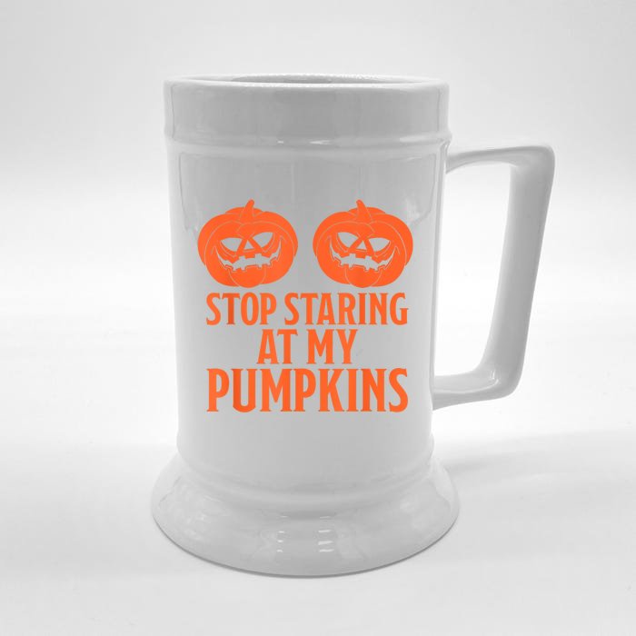 Stop Staring At My Pumpkins Halloween 2024 Front & Back Beer Stein