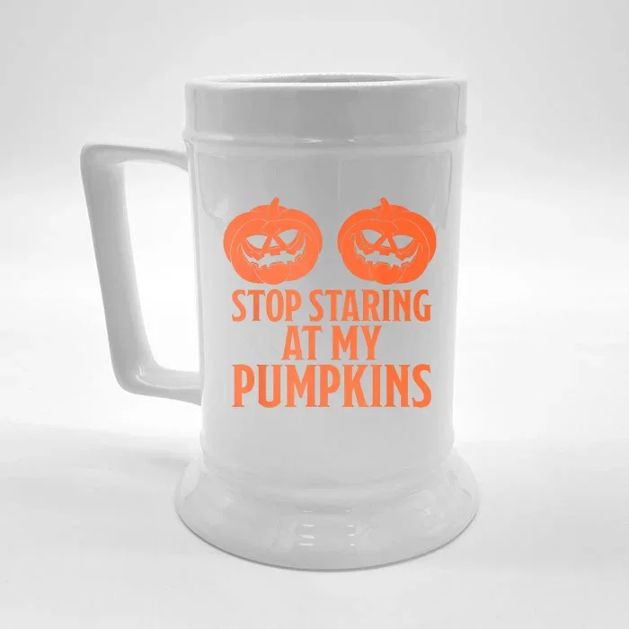 Stop Staring At My Pumpkins Halloween 2024 Front & Back Beer Stein