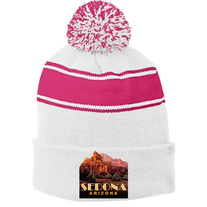 Sedona Sedona Arizona Stripe Pom Pom Beanie