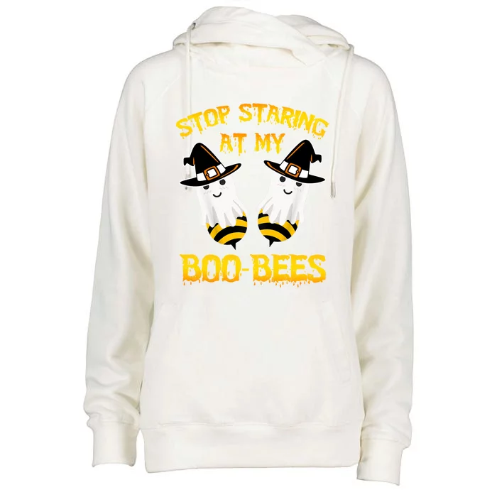 Stop Staring At My Boo Bees Funny Halloween Costumes Funny Gift Womens Funnel Neck Pullover Hood