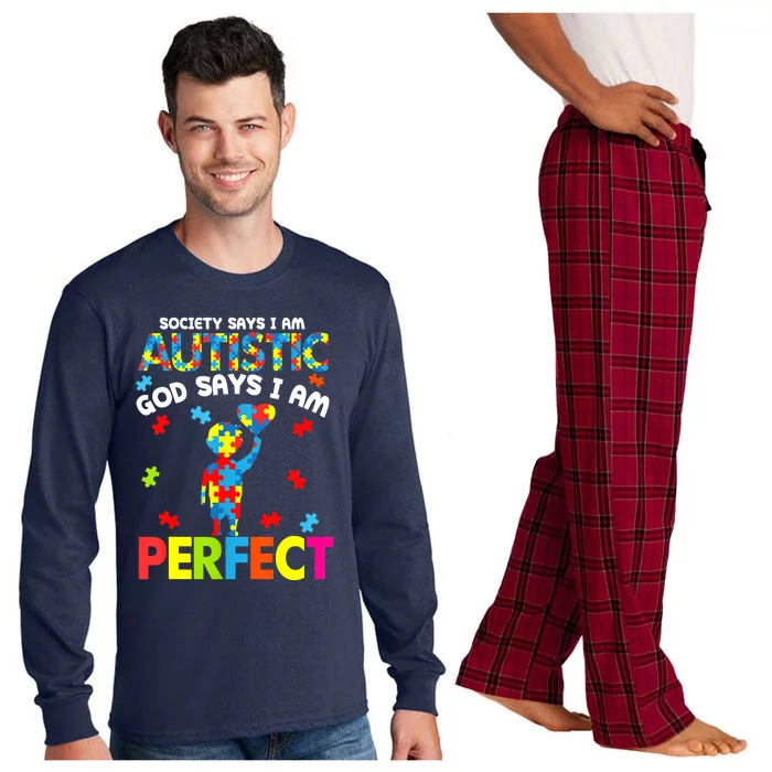 Society Says Autistic God Says I'm Perfect Autism Long Sleeve Pajama Set