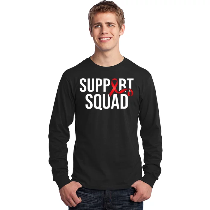 Support Squad Aids Support Hiv Awareness Red Ribbon Long Sleeve Shirt