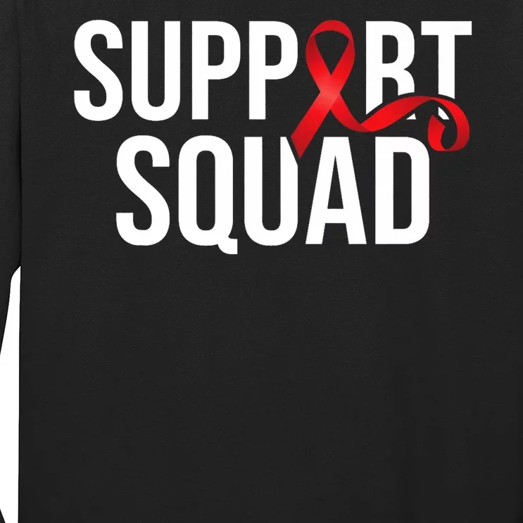 Support Squad Aids Support Hiv Awareness Red Ribbon Long Sleeve Shirt