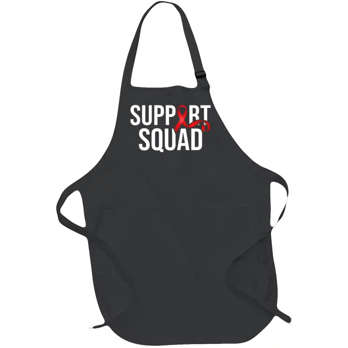 Support Squad Aids Support Hiv Awareness Red Ribbon Full-Length Apron With Pocket