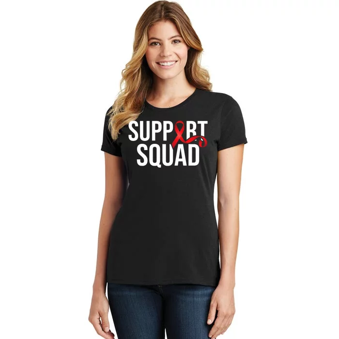 Support Squad Aids Support Hiv Awareness Red Ribbon Women's T-Shirt