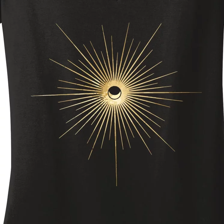 Spiritual Sun And Moon Mystic Sun Moon Women's V-Neck T-Shirt