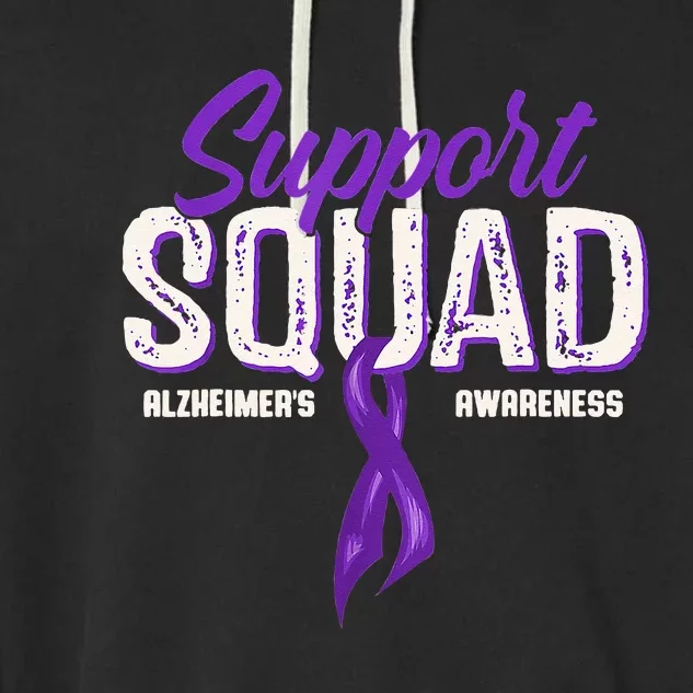 Support Squad Alzheimers Awareness Purple Ribbon Garment-Dyed Fleece Hoodie