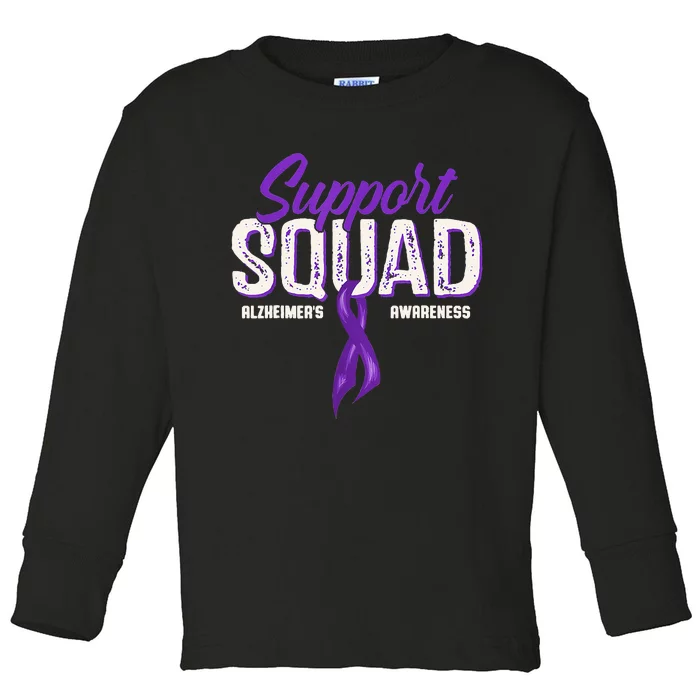 Support Squad Alzheimers Awareness Purple Ribbon Toddler Long Sleeve Shirt