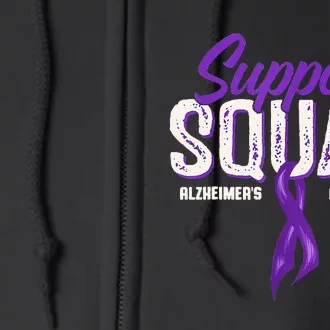 Support Squad Alzheimers Awareness Purple Ribbon Full Zip Hoodie