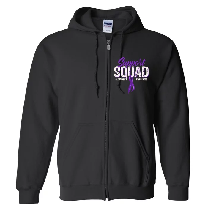 Support Squad Alzheimers Awareness Purple Ribbon Full Zip Hoodie