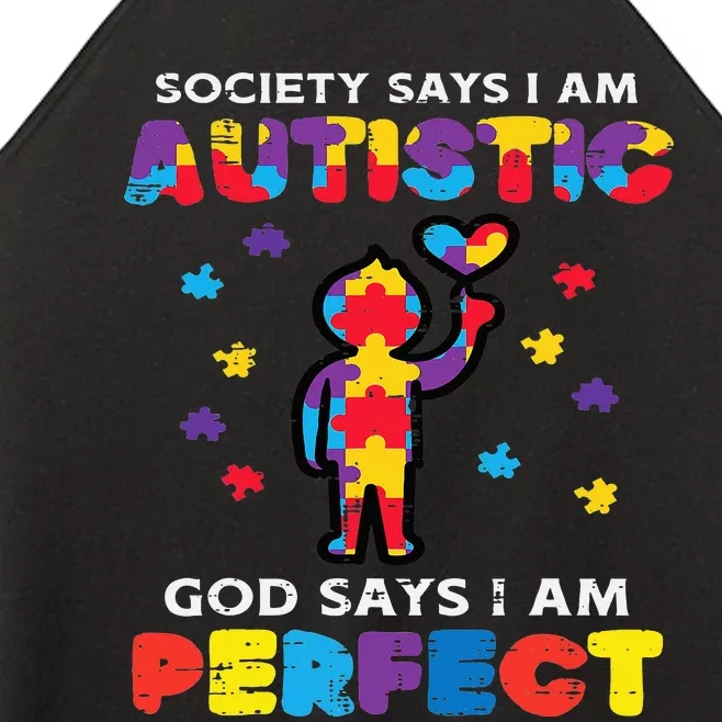 Society Says Autistic God Perfect Autism Awareness Women’s Perfect Tri Rocker Tank