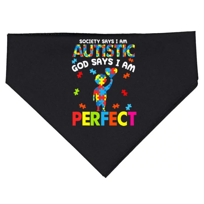 Society Says Autistic God Says I'm Perfect Autism USA-Made Doggie Bandana