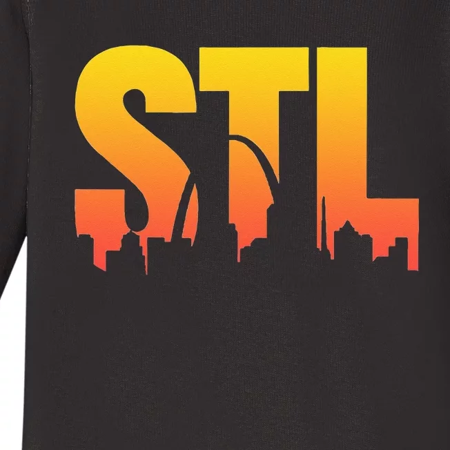 STL Skyline Art St. Louis Arch Missouri Souvenir Baby Long Sleeve Bodysuit