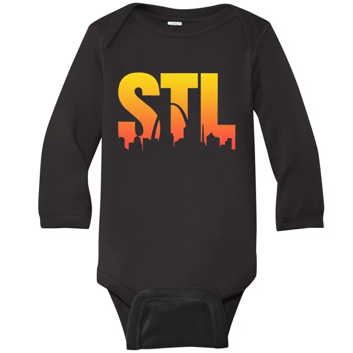 STL Skyline Art St. Louis Arch Missouri Souvenir Baby Long Sleeve Bodysuit