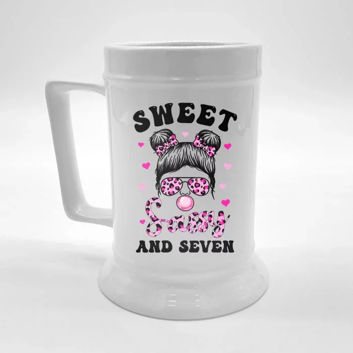 Sweet Sassy And Seven Messy Bun Leopard Sunglasses Front & Back Beer Stein