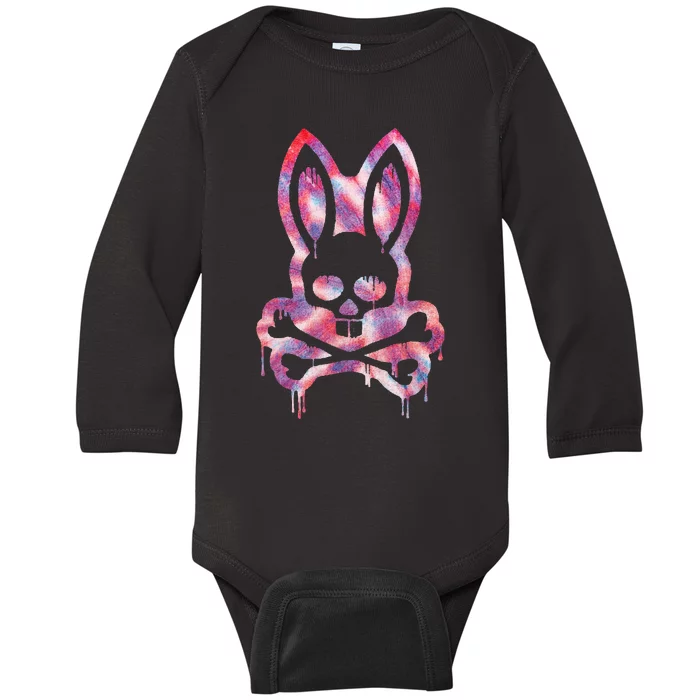 Scary Skull And Crossbones Bad Rabbit Horror Bunny Halloween Baby Long Sleeve Bodysuit