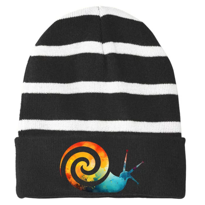 Simple snail Animals Funny little Minimalist Snail Striped Beanie with Solid Band