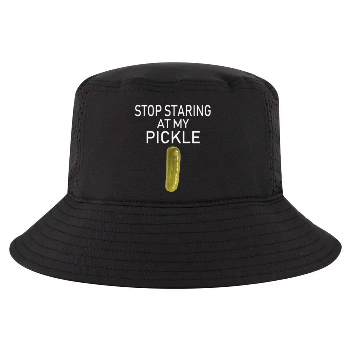 Stop Staring At My Pickle Dirty Adult Halloween Costume Idea Cool Comfort Performance Bucket Hat