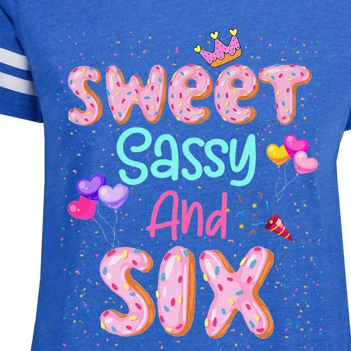 Sweet Sassy And Six Birthday For Girl 6 Year Old Enza Ladies Jersey Football T-Shirt