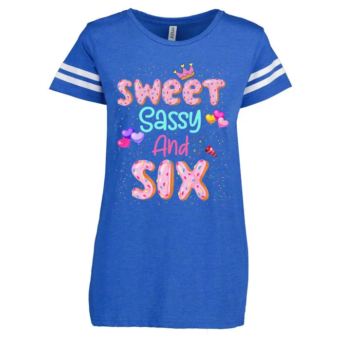 Sweet Sassy And Six Birthday For Girl 6 Year Old Enza Ladies Jersey Football T-Shirt