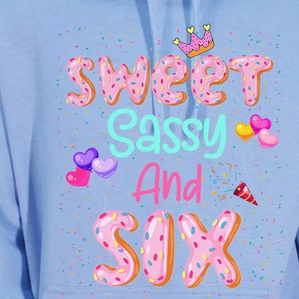 Sweet Sassy And Six Birthday For Girl 6 Year Old Unisex Surf Hoodie