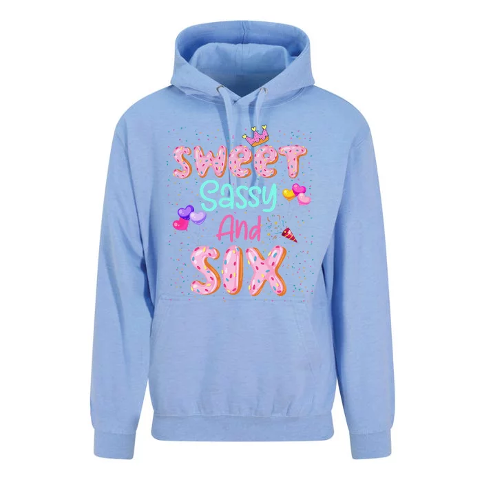 Sweet Sassy And Six Birthday For Girl 6 Year Old Unisex Surf Hoodie