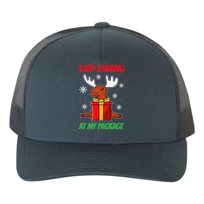 Stop Staring At My Package Funny Reindeer Christmas Present Yupoong Adult 5-Panel Trucker Hat