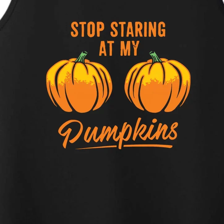 Stop Staring At My Pumpkins Funny Cool Halloween Performance Tank