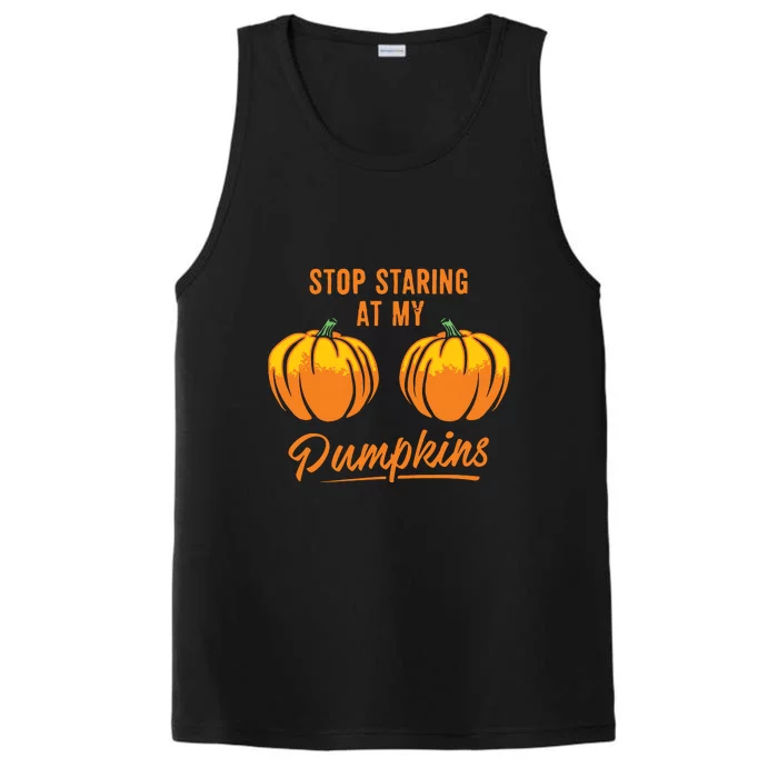 Stop Staring At My Pumpkins Funny Cool Halloween Performance Tank