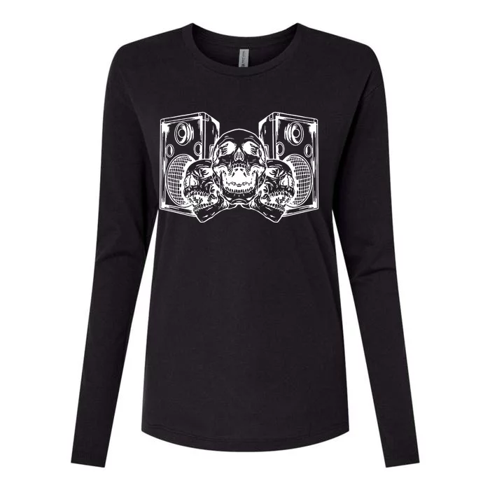 Skull Speakers Audio Gothic Regular Womens Cotton Relaxed Long Sleeve T-Shirt