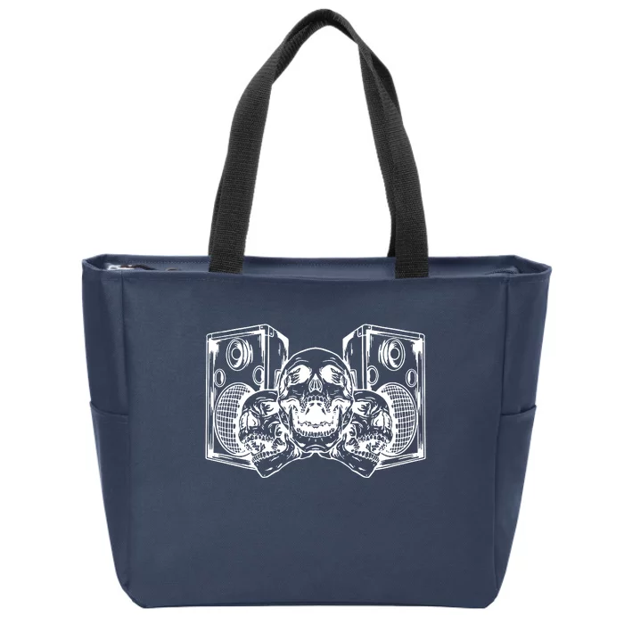 Skull Speakers Audio Gothic Regular Zip Tote Bag