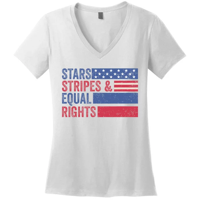 Stars Stripes And Equal Rights 4th Of July 's Rights Women's V-Neck T-Shirt