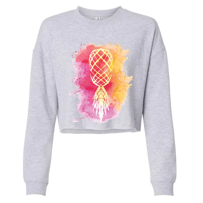 Swingers Subtle Artistic Upside Down Pineapple Gift Cropped Pullover Crew