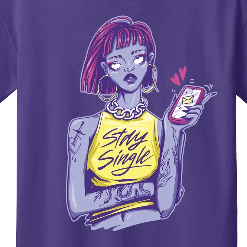 Stay Single Anti Valentines Girl Singles Day Single Ladies Kids T-Shirt