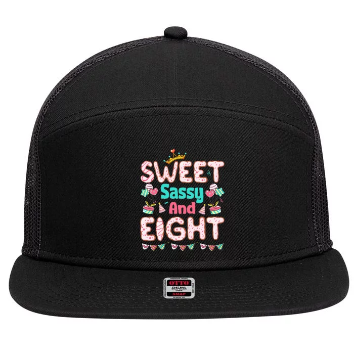 Sweet Sassy And Eight Birthday 8 Year Old 7 Panel Mesh Trucker Snapback Hat