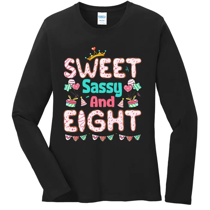 Sweet Sassy And Eight Birthday 8 Year Old Ladies Long Sleeve Shirt