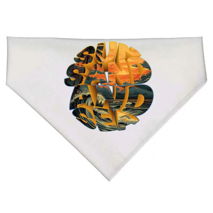 Sun Sand And Sea Summer Merch Gift USA-Made Doggie Bandana