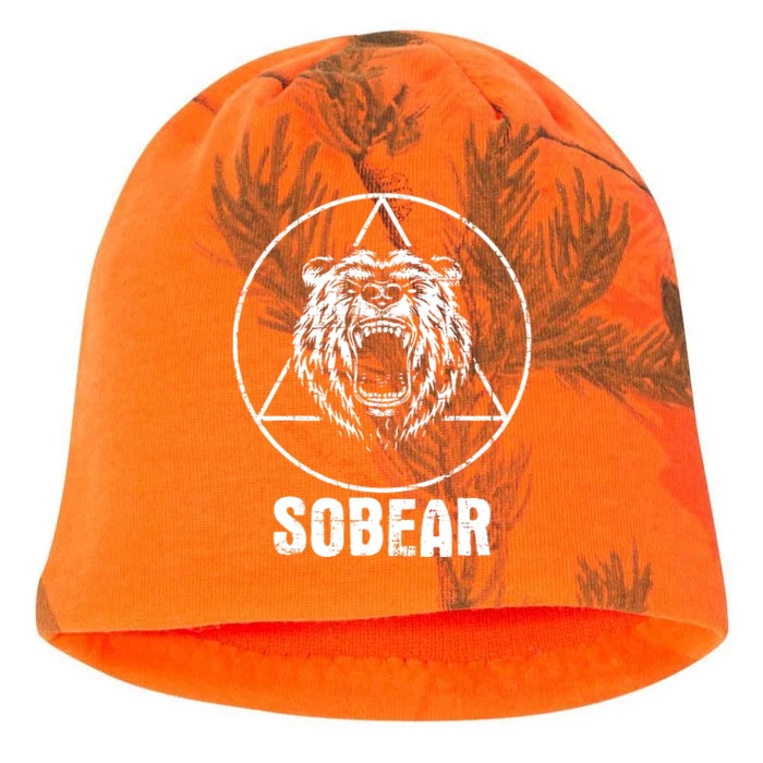 Sobear Sobriety Anniversary Sober Aa Na Recovery Kati - Camo Knit Beanie