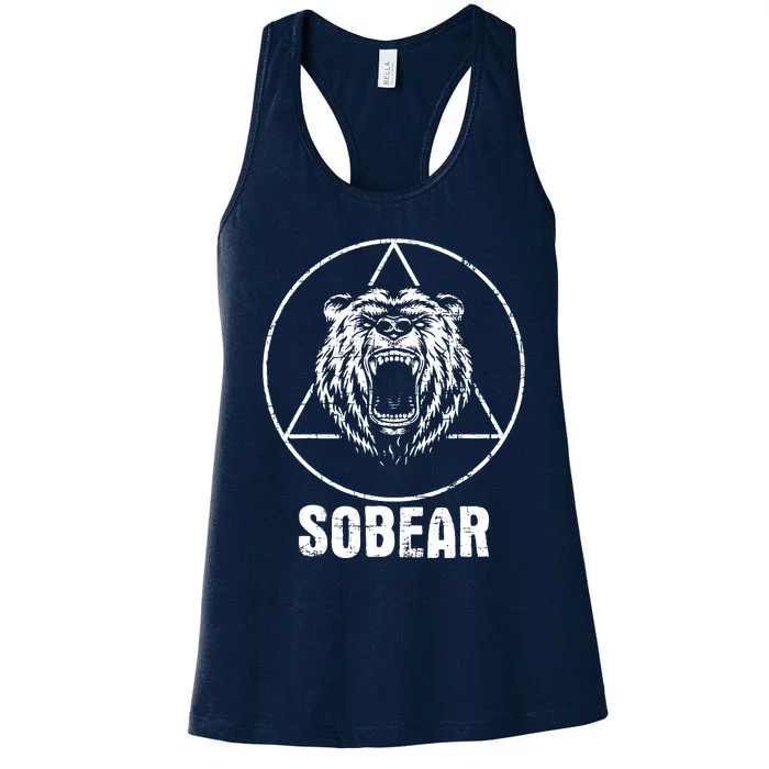 Sobear Sobriety Anniversary Sober Aa Na Recovery Women's Racerback Tank