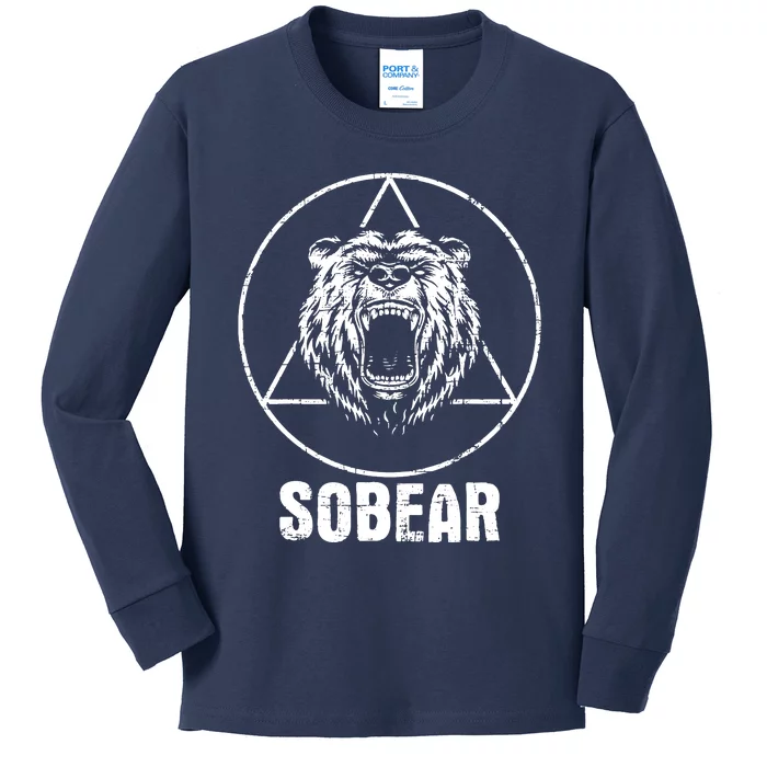 Sobear Sobriety Anniversary Sober Aa Na Recovery Kids Long Sleeve Shirt