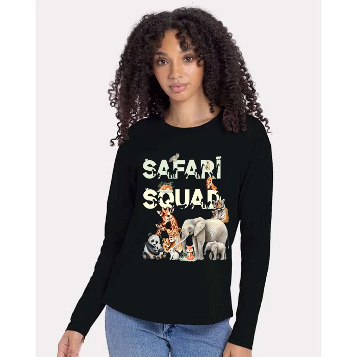 Safari Squad Animals Funny Zoo Animal Lovers Funny Safari Womens Cotton Relaxed Long Sleeve T-Shirt