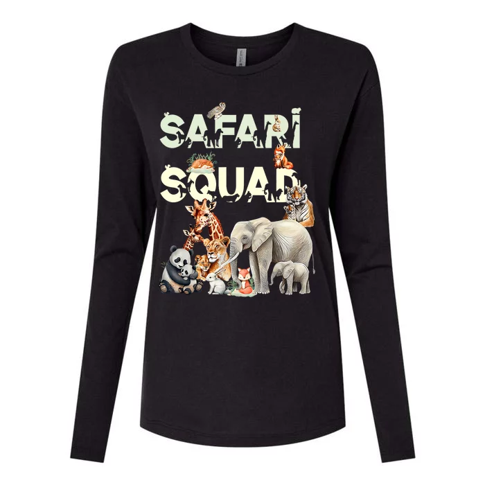 Safari Squad Animals Funny Zoo Animal Lovers Funny Safari Womens Cotton Relaxed Long Sleeve T-Shirt